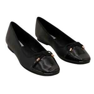 Steve Madden Seemly black patent leather career slip on flats bow detail sz 7.5